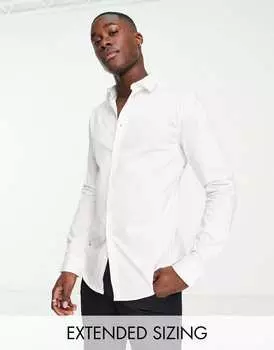 Белая эластичная рабочая рубашка узкого кроя ASOS DESIGN