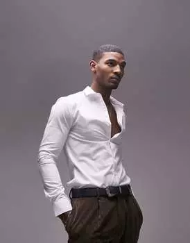 Белая элегантная рубашка скинни Topman
