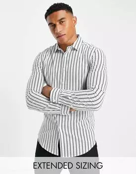 Белая элегантная рубашка скинни в темно-синюю полоску ASOS DESIGN