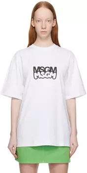 Белая бондовая футболка MSGM