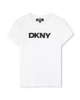 Белая футболка для девочек с короткими рукавами DKNY, белый