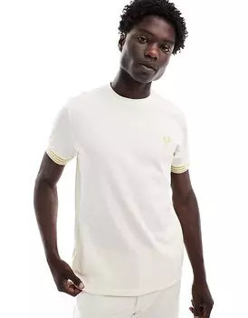 Белая футболка Fred Perry с контрастными манжетами