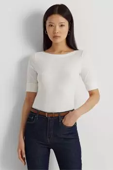 Белая футболка Judy из эластичного хлопка Lauren Ralph Lauren, белый