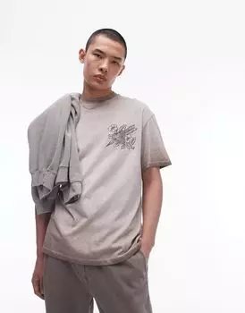 Белая футболка оверсайз с вышивкой Topman