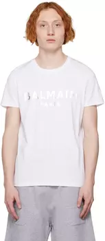 Белая футболка с эффектом металлик Balmain