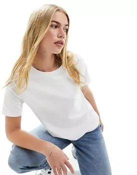 Белая футболка с круглым вырезом Mango