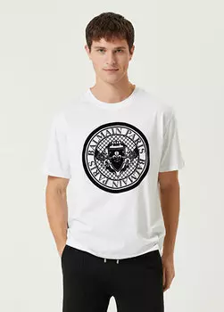 Белая футболка с логотипом Balmain