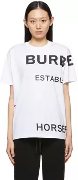 Белая футболка с принтом Horseferry Burberry