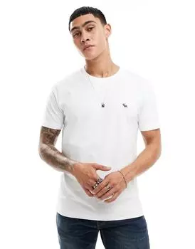 Белая футболка с тисненым логотипом Abercrombie & Fitch