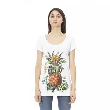 Белая хлопковая женская футболка Just Cavalli