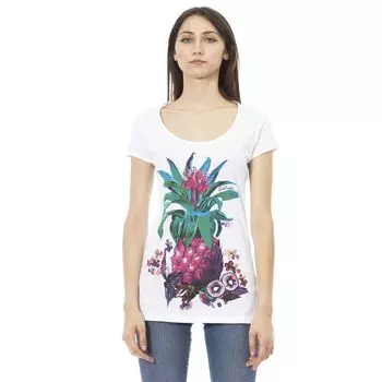 Белая хлопковая женская футболка Just Cavalli