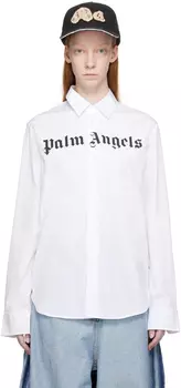 Белая классическая рубашка с логотипом Palm Angels