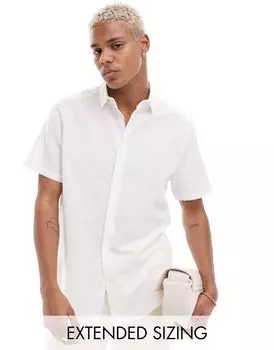 Белая льняная рубашка на пуговицах ASOS DESIGN Regular