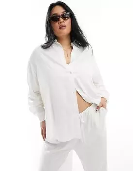 Белая льняная рубашка свободного кроя ASOS Curve