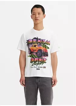 Белая мужская футболка с круглым вырезом Levis