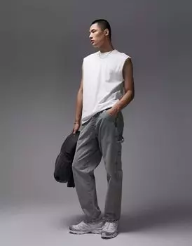 Белая оверсайз-футболка без рукавов Topman