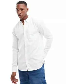 Белая оксфордская рубашка с длинным рукавом Hollister