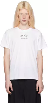 Белая свободная футболка GANNI, Bright white