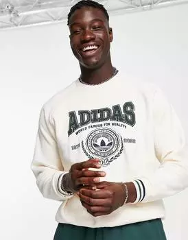 Белая толстовка с крупным логотипом adidas Originals 'Preppy Varsity'
