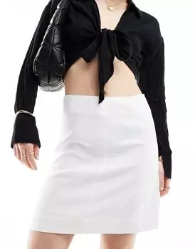 Белая юбка с эффектом льна от Selected Femme