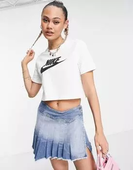 Белая укороченная футболка Nike Swoosh
