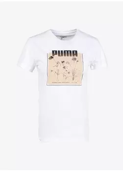 Белая женская футболка с круглым воротником Puma