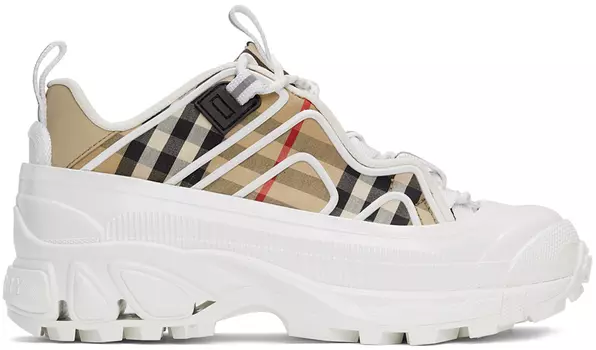 Бело-бежевые кроссовки в клетку Arthur Burberry
