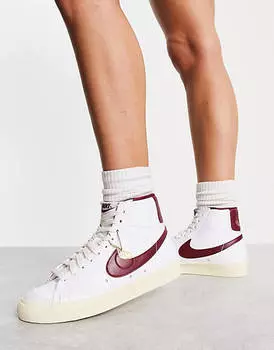 Бело-бордовые кроссовки Nike Blazer Mid '77