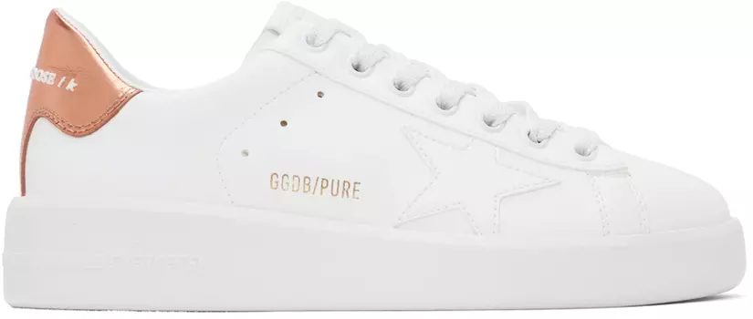 Бело-бронзовые кроссовки Golden Goose Purestar
