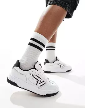 Бело-черные кожаные кроссовки Vans Upland