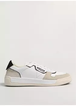 Бело-черные мужские кожаные кроссовки Guess