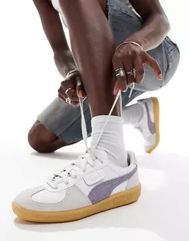 Бело-фиолетовые кожаные кроссовки PUMA Palermo