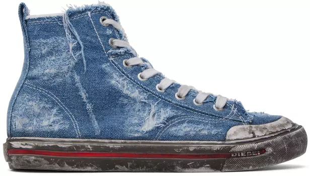 Бело-голубые кроссовки Diesel S-Athos Mid