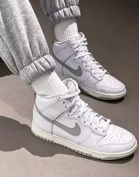 Бело-серые кроссовки Nike Dunk High