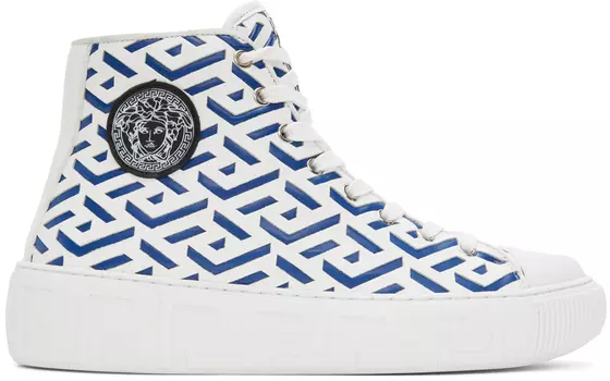 Бело-синие кроссовки Greca Versace
