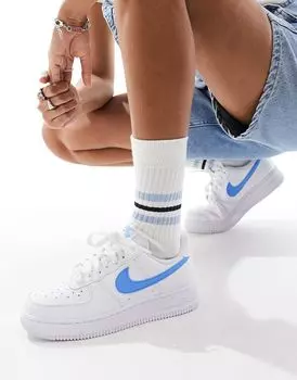 Бело-синие кроссовки Nike Air Force 1