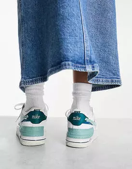 Бело-синие кроссовки Nike Air Force 1 Shadow