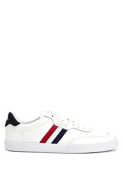 Бело-темно-синие кожаные мужские кроссовки с логотипом Polo Ralph Lauren