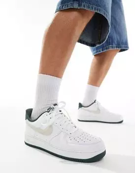 Бело-темно-зеленые кроссовки Nike Air Force 1 '07