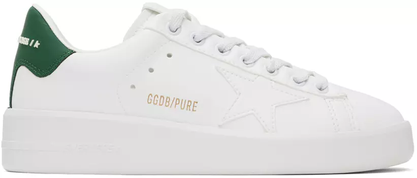 Бело-зеленые кроссовки Golden Goose Purestar