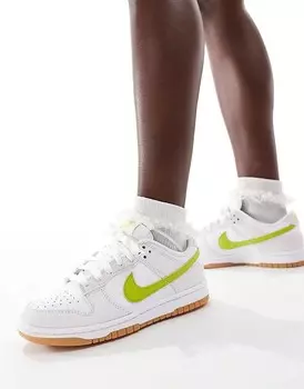 Бело-зеленые кроссовки Nike Dunk Low