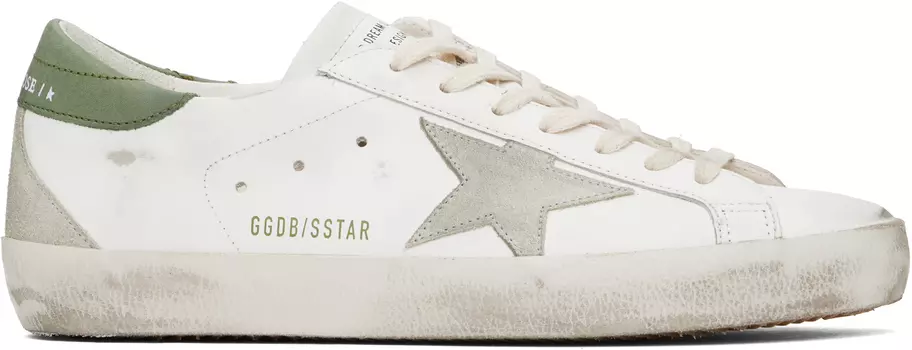 Бело-зеленые кроссовки Super-Star Classic Golden Goose