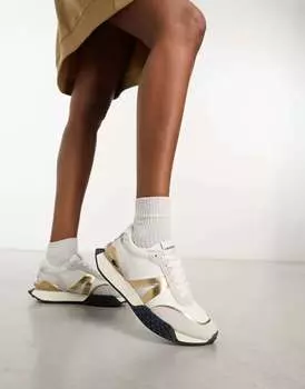 Бело-золотые кроссовки Lacoste Spin Deluxe