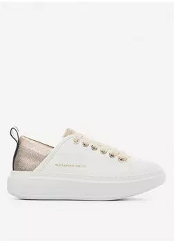 Бело-золотые женские кожаные кроссовки ASAZWYW0493WCP Alexander Smith