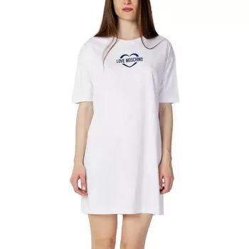 Белое хлопковое платье LOVE MOSCHINO