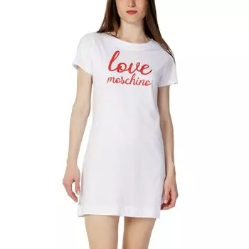 Белое хлопковое платье LOVE MOSCHINO