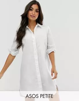 Белое хлопковое платье-рубашка мини ASOS DESIGN Petite