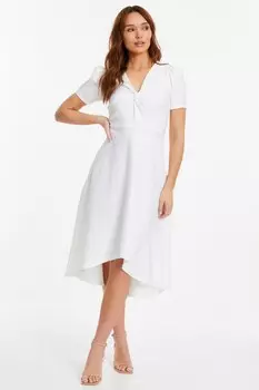 Белое платье миди с ажурным подолом QUIZ Clothing