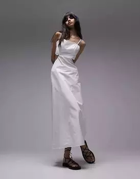 Белое платье миди с фестонами Topshop