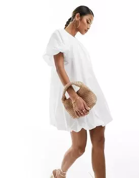 Белое платье мини с пышными формами ASOS DESIGN